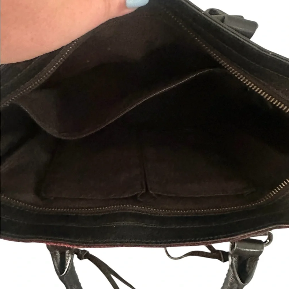 Rebecca Minkoff Regan Satchel Bag Purse Leather Wool‎ Stripe